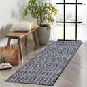COZYLOOM Indoor/Outdoor Runner Rug 2'3"x7'3" Hallway Rug Entryway Runners Easy Cleaning Non-Shedding Outdoor Runners Moroccan Geometric Area Rug for Bedroom Kitchen Laundry Backyard Deck Porch Blue