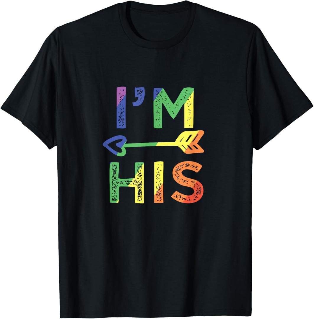 Gay Couple Matching I'm His LGBT Pride T-Shirt, S