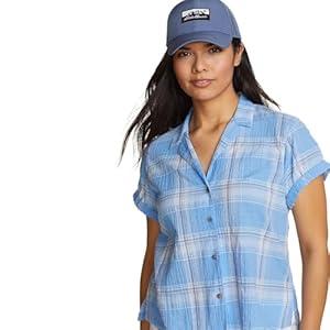 Eddie Bauer Short Sleeve Packable Camp Shirt, XS 
