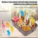 Bento box adult work lunch box, adult container, with 4 compartments, lunch container with cutlery (knife, fork, spoon, sauce box), animal fruit fork, microwave and dishwasher safe, Bee gray