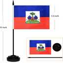 12 Pack Haiti Desk Flags Set, Haitian Small Mini Table Office Flags With 12" Solid Black Pole, Black Base and Spear Top, Miniature Desktop Flag, Home Decoration, Office Decoration, Festival