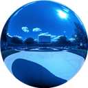 12 Inch Stainless Steel Gazing Ball, Blue Mirror Sphere for Garden Décor, Weatherproof & shatterproof, reflects light & surroundings, for patio lawn pond pool balcony, gift for gardeners