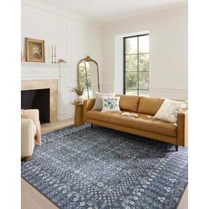 Loloi Rifle Paper Co. Maison Collection MAO-03 Rosette Blue 7'-6" x 9'-6", .19" Pile Height, Area Rug