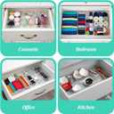 16 Pack Plastic Drawer Organizers Set, 5-Size Kitchen and Office Desk Drawer Organizer Trays, Acrylic Non Slip Storage Bin Divider for Makeup,Jewelry,Gadgets Utensils,Bedroom,Bathroom Vanity,Clear