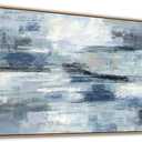 Blue Gray Abstract Canvas Wall Art Haze Blue Painting Textured Navy and Silver Pictures for Bedroom Abstract Skyline Artwork Living Room Wall Dcor 40x20 Inch (40L" x 20W", Blue Silver)