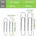 Vinaco Paper Clips Non Skid, 500PCS Medium and Jumbo Paper Clips (1.3 inch & 2.0 inch), Durable & Rustproof, Coated Paperclip Great for Office School and Personal Use