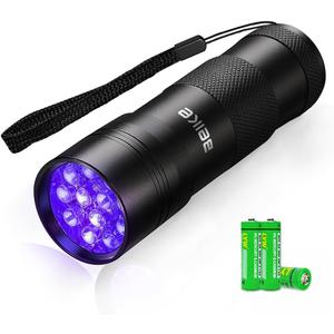 UV Flashlight Black Light–Small Portable Mini 12 LED Blacklight Flashlight for Hidden Stain Detection in Room, Resin Curing, Scorpion & Bed Bug Find, Pet Urine & Dry Stain Detection/ Carpets/ Rugs/ Floors