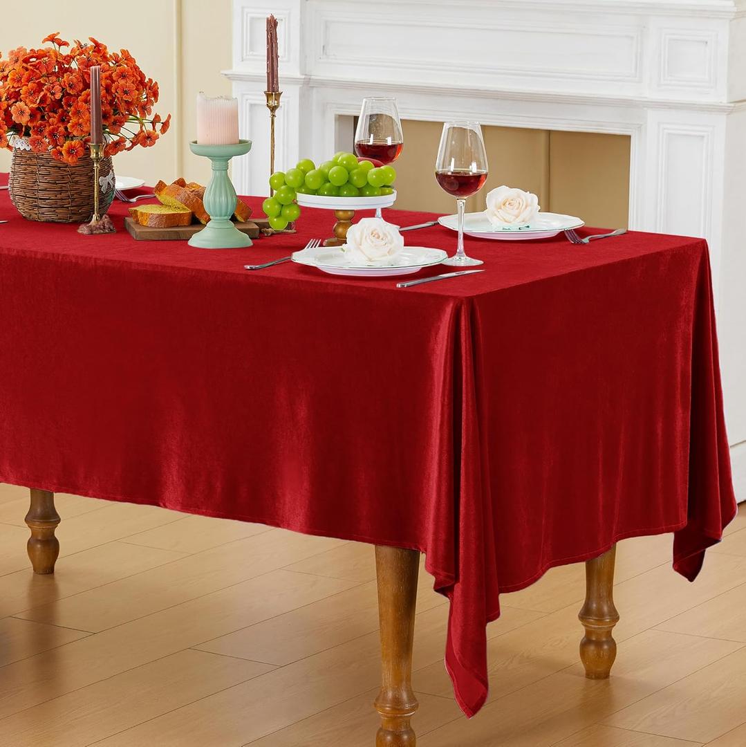Red Velvet Tablecloth, 60 x 102 Inch Rectangle Table Cover, Red Velvet Table Cloth Smooth Luxury Tablecloth for Party Wedding Dining Banquet