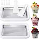 2 Sets Instant Ice Cream Roller Maker DIY at Home Rolled Ice Cream Maker Homemade Frozen Yogurt Tray for Family Gathering Party Supplies