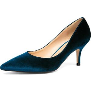NEWBELLA Pointed Toe Kitten Heels for Women, Closed-Toe Low Heel Pumps, Comfortable Work Shoes for Business Casual and Formal Occasions, 38
