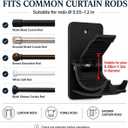No Drill Curtain Rod Brackets 8 Pack, 20LB Heavy Duty Self Adhesive Renter Friendly Curtain Rod Holders, Curtain Rods No Drilling Black Fits 0.55-1.2 in, Apartment Dorm Bathroom RV Over Blinds