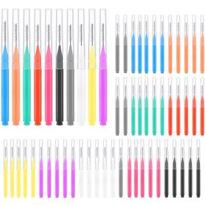 100 Pcs Interdental Brushes, 6 Sizes Braces Flossers for Cleaner Braces Brush Soft Dental Brushes Toothpicks Dental Floss Picks Dental for Braces Oral Cleaning(10 Colors) (Multicolor)