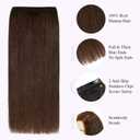 S-noilite 4 pieces Clip In Short Hair Extensions 100% Remy Human Hair Invisible Mini Short Clip in Hairpiece for Women with Thinning Hair Medium Brown 6 inch&8 inch