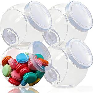 Candy Jar,Cookie Jar Cookie Containers Candy Jars with Lids,4 Pack Plastic Candy Jars for Candy Buffet and Party Table, Candy Buffet Containers, Cookie Jars Dry Food Jars(33.8 oz)