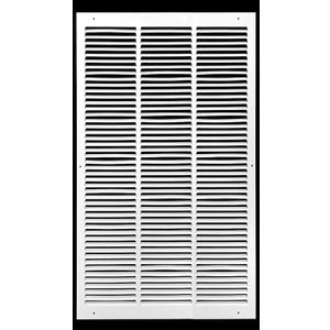 HVAC Premium 16'' x 32'' [Duct Opening] Flat Stamped Steel Return Air Grille - Sidewall and Ceiling - HVAC Vent Duct Cover - White [Outer Dimensions: 17.75''w X 33.75''h]