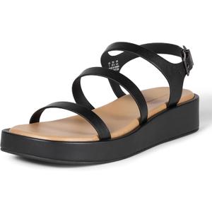 Amazon Essentials womens Strappy Flatform Sandals (8.5, Black)