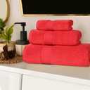 Superior Cotton 3-Piece Towel Set, Zero Twist, Quick Dry, Home Essentials, Shower, Spa, Luxury Plush Soft Absorbent Towels, Includes 1 Bath, 1 Hand, 1 Washcloth/Face Towel, Solid, Red