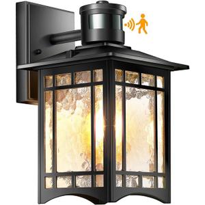 Motion Sensor Outdoor Lights, Dusk to Dawn Light Fixture, Black Wall Sconce Lighting, Front Porch Light, Exterior Lights for House Patio, Outside Door Wall Mount Anti-Rust Lantern