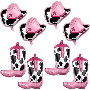 Western Themed Party Balloons - Cowboy & Cowgirl with Hat & Boot (8pcs)