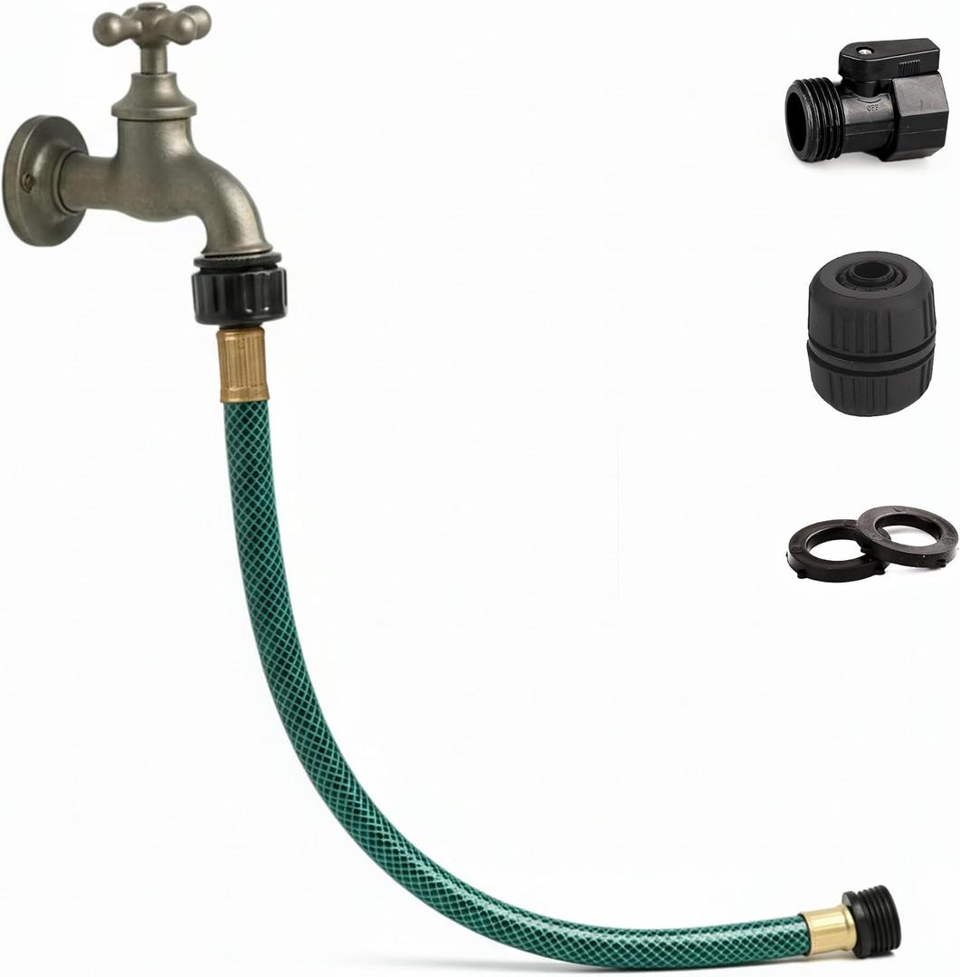Leader Hose for Outdoor Garden Connection: 2FT 1/2" Short Hose with Male to Female Fittings Leakproof and No Kink for Faucet Extension Drip Irrigation