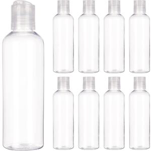 BENECREAT 8 Pack 6.7oz PET Plastic Bottles, Clear Refillable Travel Bottles with Press Disc Flip Cap for Shampoo, Conditioner, Lotion, Cream, Cosmetics & DIY Projects