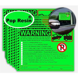50 Pcs Parking Violation Stickers Notice Parking Violation StickersTow Stickers for Car Vehicle Private Warning Tag Adhesive Car Window Fluorescent Labels 5.5X7.5 inch (Green)