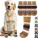 KOOLTAIL Dog Socks for Hot Pavement, Summer Dog shoes to Prevent Licking Paws for Hardwood Floor, Non Slip Double Sides Boots & Paw Protectors, Pet Grippy Booties for Small Medium Large Senior Dogs,SM (Brown+Beige)