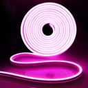 iNextStation Neon Led Strip Lights Pink, 16.4ft/5m Neon Light Strip 12V Silicone Waterproof Flexible LED Neon Lights for Bedroom Festival Party Neon Sign DIY Decor (Power Adapter not Included)