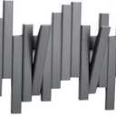 MinBoo Bamboo Multi Hook Coat Rack Modern, Unique, Space-Saving Coat Hanger with 4 Flip-Down Hooks for Hanging Scarves, Key, Hat, Umbrella and More, Gray