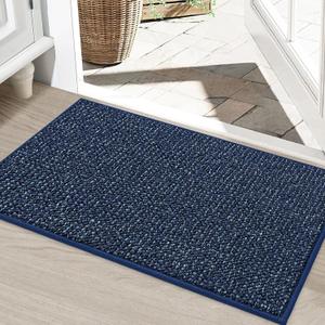 BEQHAUSE Dirt Trapper Door Mat 24" x 36", Non-Slip Washable Doormats Entrance Mat, Dirt Resistant and Absorbent Welcome Mat, Low Profile Floor Mats for Front Back Door and Entryway, Blue