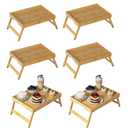 Youpehom Bed Tray Table with Folding Legs, Bamboo Breakfast in Bed for Kitchen Serving Tray, Sofa, Eating, Used As Laptop Desk Snack Tray (6 Pack, Bamboo Color) 