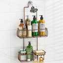 Epicano Shower Caddy Hanging, Anti-Swing Over Head Shower Caddy Rustproof with hooks for Towels, Sponge and more, Bronze