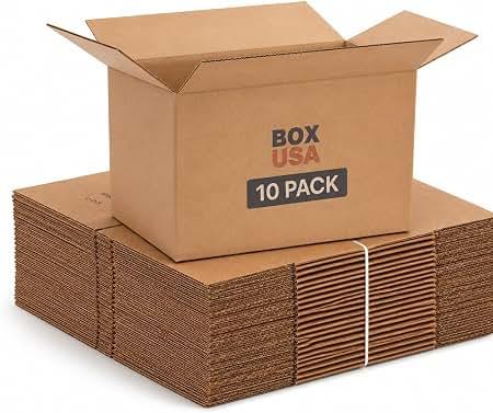 BOX USA Moving Boxes 22"L x 17"W x 12"H (10-Pack) Large - Corrugated Cardboard Box for Shipping, Mailing, Packing, Packaging and Storage