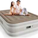 Sebor Air Mattress Full with Built-in Pump 18", Comfortable Self-Inflating Air Mattress with High-Speed Pump, Durable Blow Up Mattress Full with Storage Bag for Guests, Camping, Travel (Khaki)