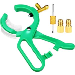3 in 1 Side Mount Can Tap Valve R134A R12 with Tank Adapters and Valve Core Remover Tool, 1/4'' SAE 1/2'' Thread R134A Refrigerant Dispenser Kit for Car Refrigerant Manifold System (Green)