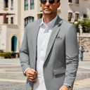Vssjavun Blazer for Men Casual Suit Jackets Lightweight Sport Coat One Button Slim Fit Suits (Gray, L)