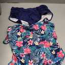 ZAFUL Tankini Swimsuits for Women Tummy Control High Waisted Twist Front Ruched Two Piece Bathing Suit (Blue, L)