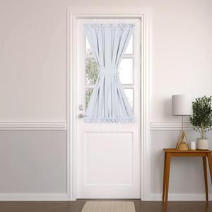 PANOVOUS Small Door Window Curtains for Front Door, Blackout French Door Curtain Panel for Privacy, Top and Botton Rod Pocket Door Curtain 1 Panel 25x40 Inch Greyish White
