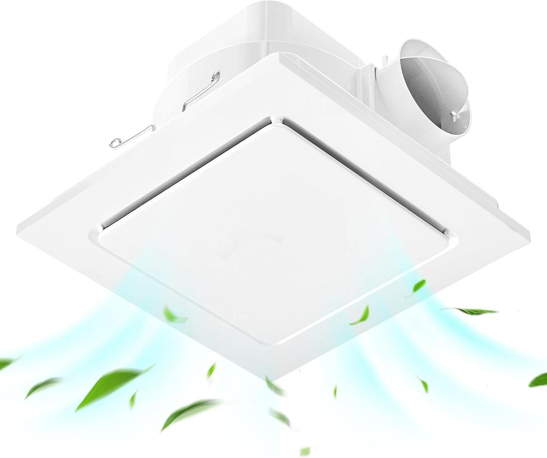 Hon&Guan Bathroom Exhaust Fan, Quiet Square Bathroom Vent Fan 111 CFM, 1.0 Sones, Ceiling Mount Ventilation Fan, Bath Ceiling Fans, Exhaust Fan for Home Bath Hotel