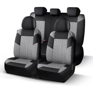Seat Covers Premium Cloth, Washable Car Seat Covers, Airbag Compatible Car Seat Cover Full Sets,Breathable Automotive Comfort for Most Cars,Trucks,SUVs(Full Set,Black LightGray 815)