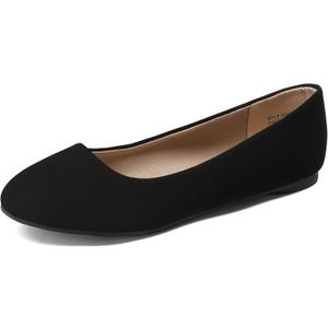 DREAM PAIRS Women's Sole-Simple Wide Width Flats, Ballerina Walking Flats, Comfortable Slip on Shoes (8, Black/Nubuck)