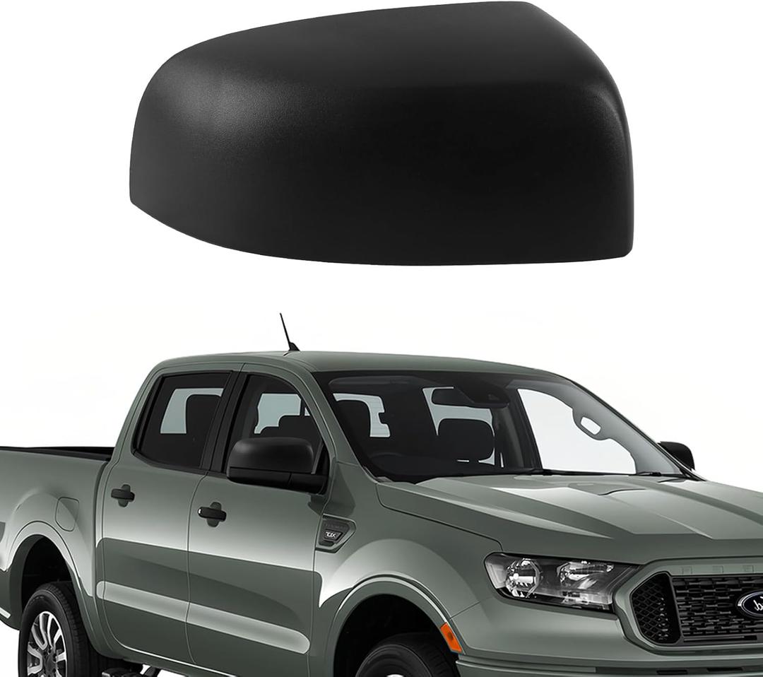 Matte Black Passenger Side Mirror Cover Caps for Ford Ranger 2015-2022, Directly Replace Style, Not Sticker