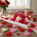 Geosar 24 Pcs Heart Shaped Rattan Balls Mother's Day Bowl Vase Fillers Potpo 4 Colors for Wedding DIY Table Craft Centerpieces Home Decor(3 Inch,Rattan)