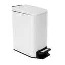 Slim Bathroom Trash Can with Soft Close Lid, Step Pedal, Removable Inner Bucket, Small Trash Can,6 Liter / 1.6 Gallon, Fingerprint-Resistant Small Garbage Bin for Bedroom, Office, Kitchen (White)