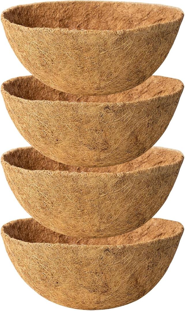 4 Pack 14 Inch Coconut Coir for Plants Natural Coco Fiber Liners for Hanging Planters Flower Basket Replacement Coco Coir Pots Liner for Outside Garden Plants Vegetables Herbs