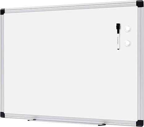 Magnetic Dry Erase Whiteboard, 24" x 18", Aluminum Frame, Silver/White, Presentation Board for Writing Notes