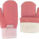 Kids-Mittens with Warm Wool-Fleece-Lined - Cold Weather Boys-Girls Knitted-Gloves for Skiing Snowboarding