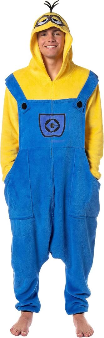 INTIMO Despicable Me Men's Minions Costume Kigurumi Union Suit One Piece Pajama Outfit (Yellow), L\XL