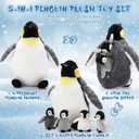 5 Pcs Stuffed Animal Penguin Plush Toy Set 14 Inch Mommy Penguin Stuffed Animal with 4 Cute Babies in Zippered Belly Soft Cuddly Plushie for Kids Gifts (Simple Style)