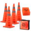 HiGiant [4 Pack] Collapsible Traffic Safety Cones 28'' inch, Orange Pop-up Cones with Reflective Collar, Caution Cones for Road Driving Practice and Parking lot